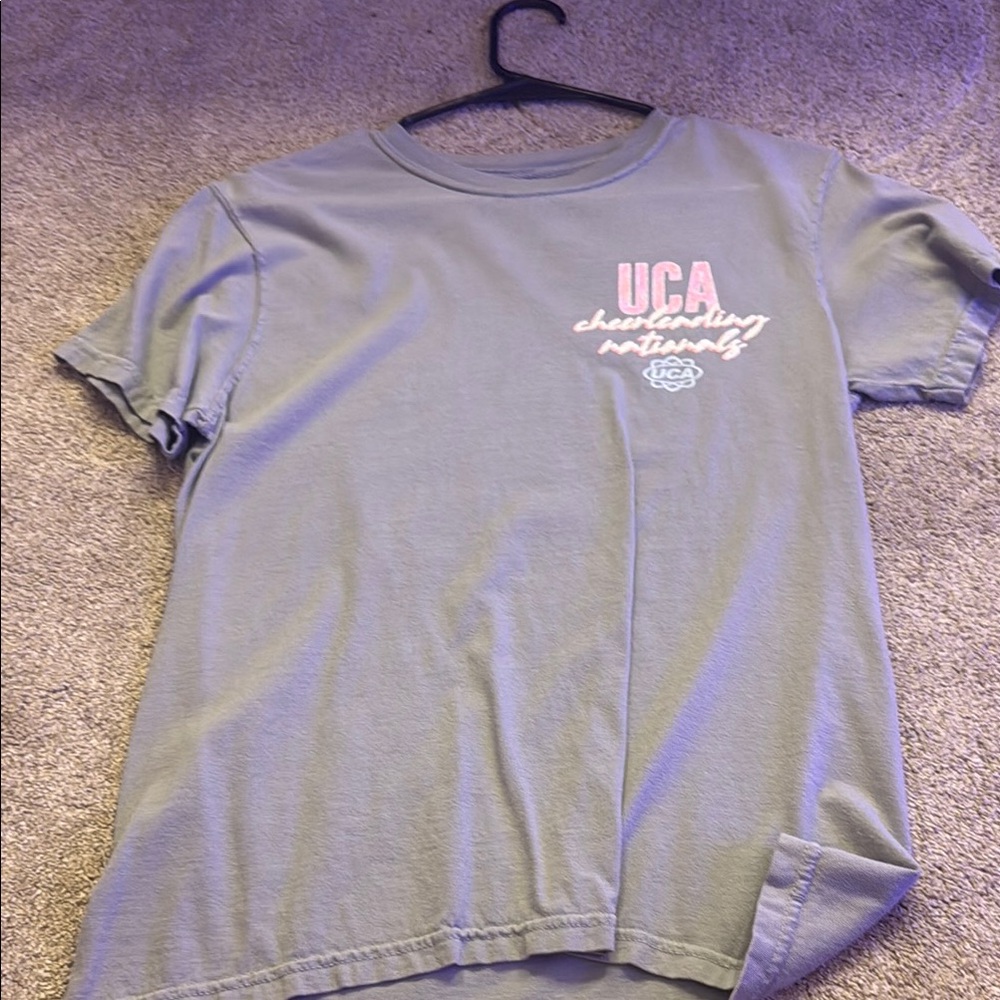 Gray T-Shirt with Pink UCA Cheerleading Logo